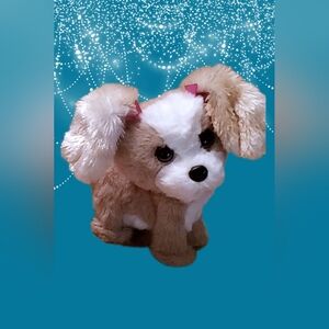 Adorable Bouncy Plush Puppy with Pink Bows